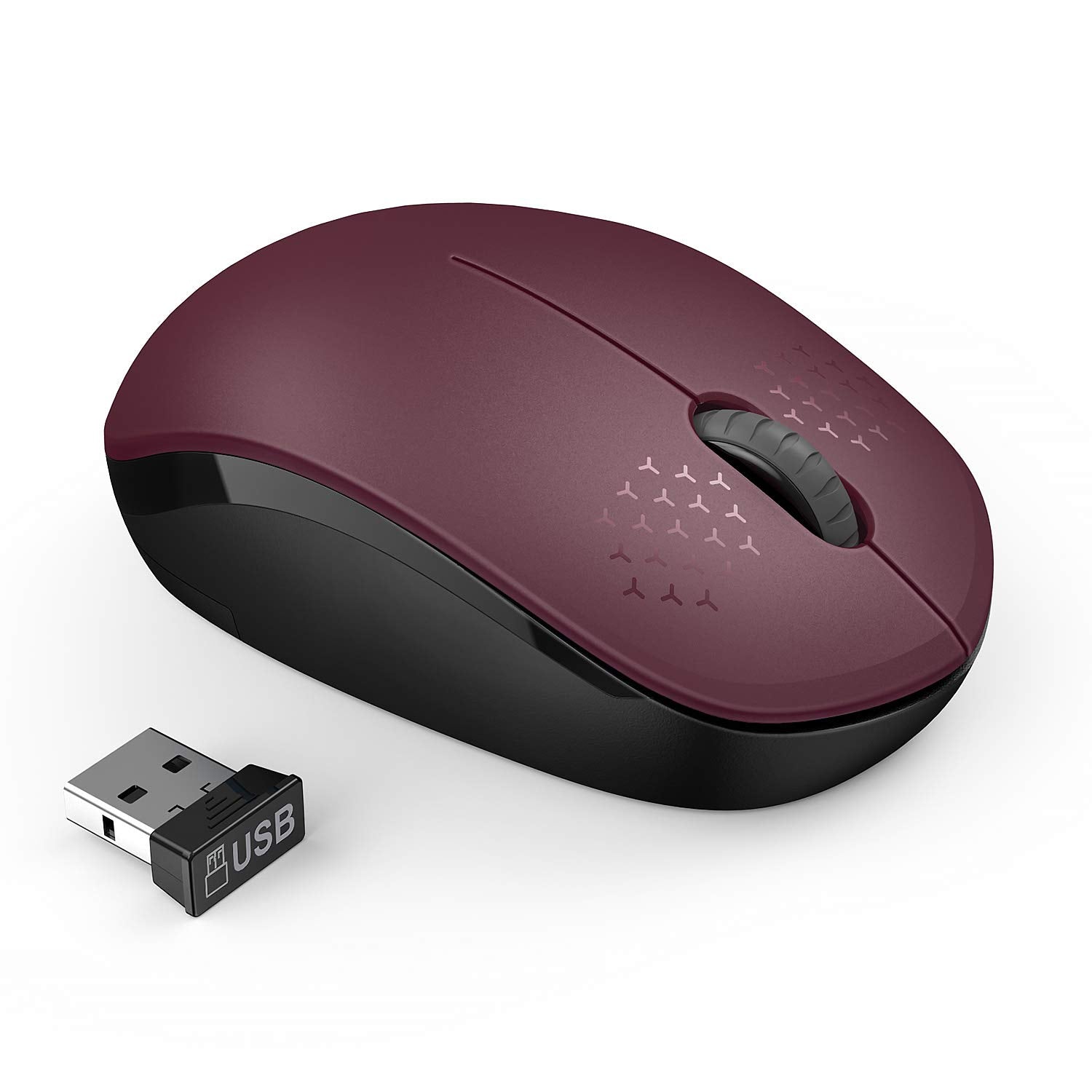 Seenda Wireless Mouse, 2.4G Noiseless Mouse With Usb Receiver Portable Computer Mice For Pc, Tablet, Laptop   Red&Black