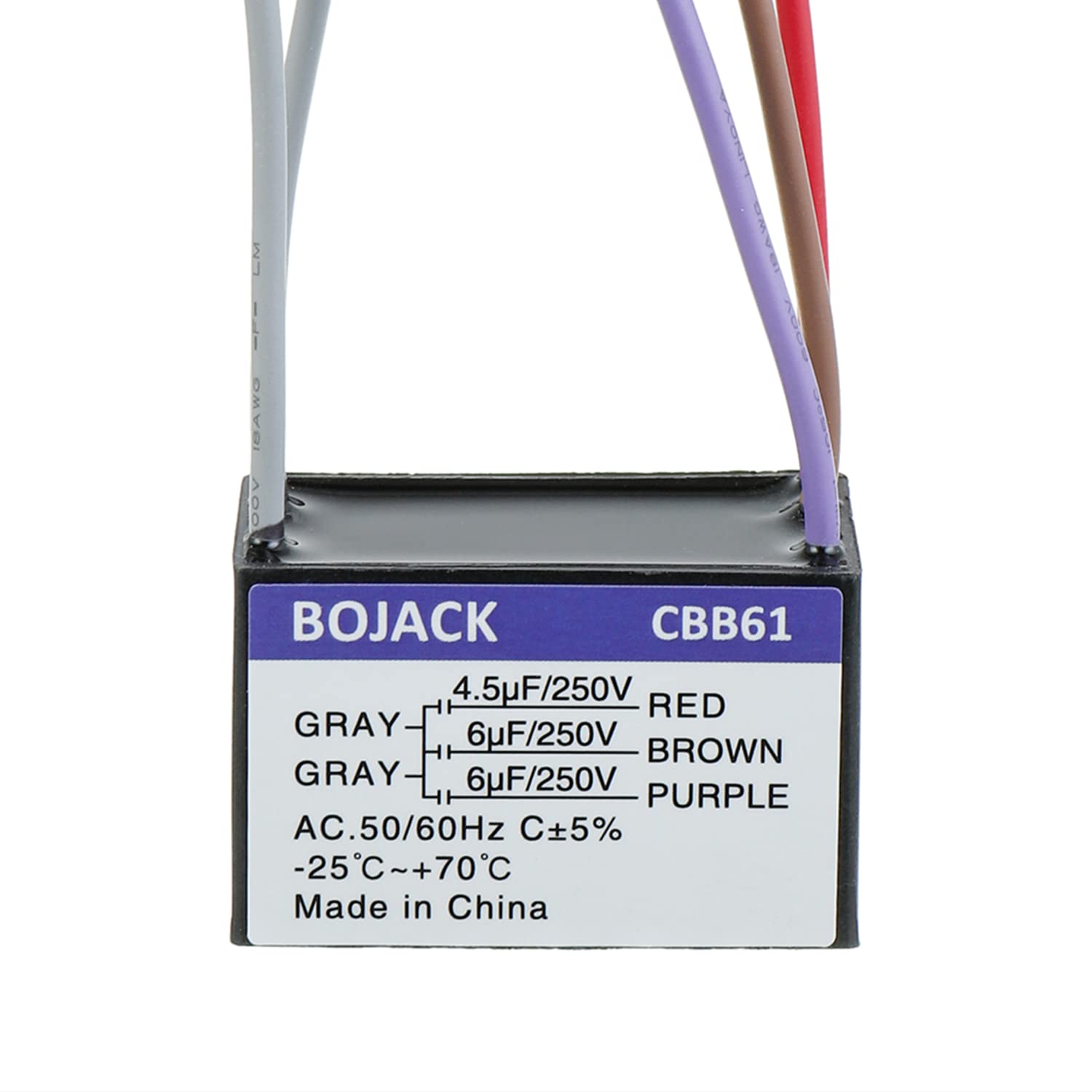 Bojack Cbb61 4.5Uf+6Uf+6Uf 250V Ac Ceiling Fan Starting Capacitor For Compatible With Harbor Breeze & New Tech 5 Wire(Pack Of 1