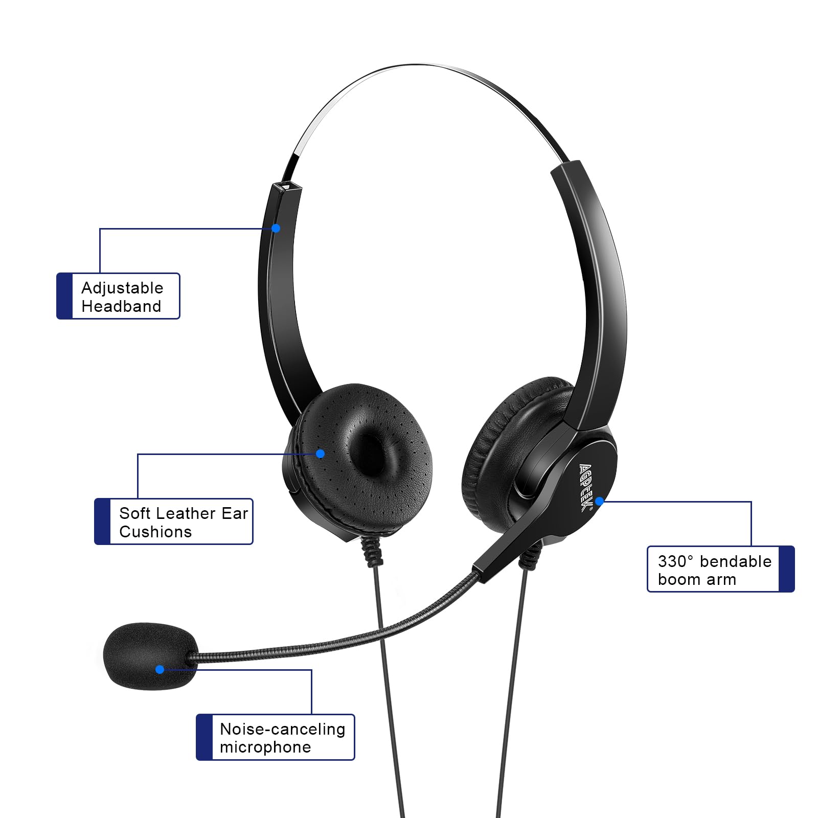 Agptek Upgraded Call Center Phone, Corded Telephone With Binaural Headset & Dialpad For House Call Center Office   Noise Cancell