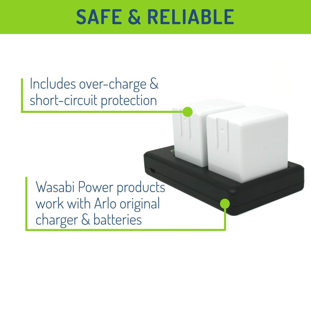 Wasabi Power Battery (2 Pack) And Dual Charger For Arlo Go (Vma4410 & Vma4400C)