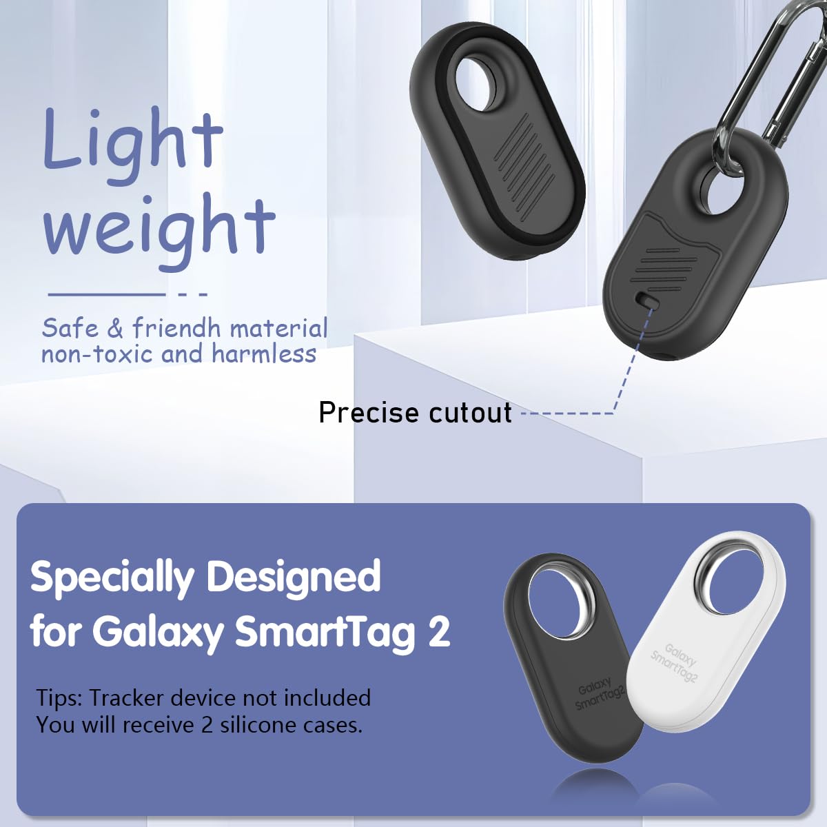 [4 Pack] Biqire Case For Samsung Galaxy Smart Tag 2, Rugged Full Protective Anti Slip Waterproof Soft Silicone Galaxy Smarttag 2