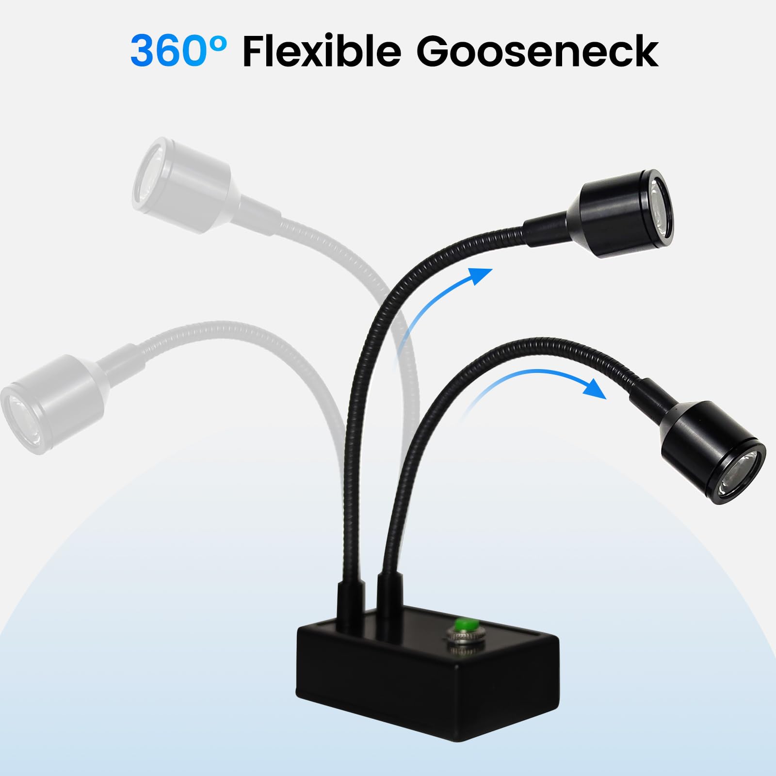 Microscope Articulated Arm Stand Gooseneck Light Set, Dual Gooseneck Spot Light C Mount Lens Holder 26Mm 52Mm Adjustable Clamp,