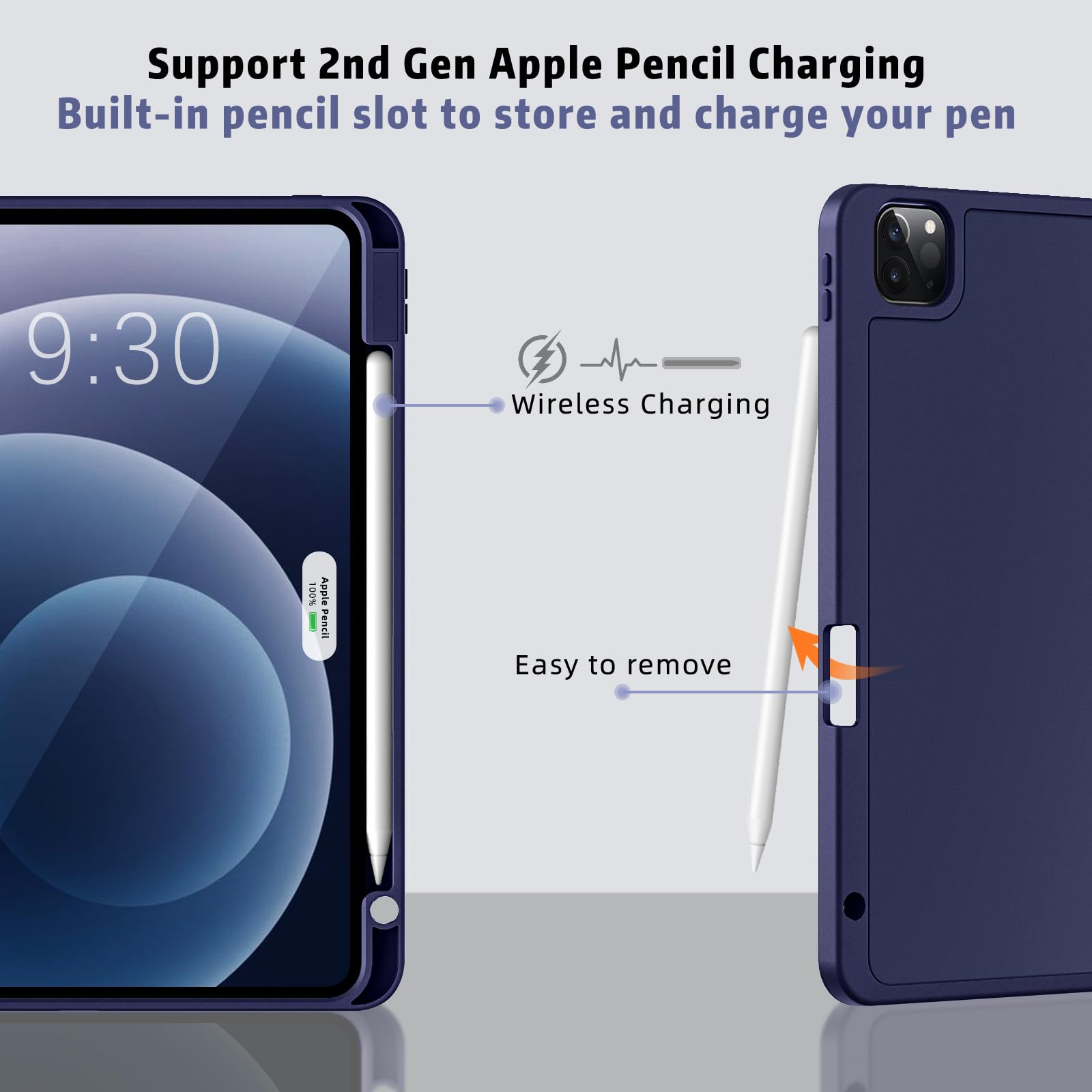 Yuloigan Designed For Ipad Pro 11 Inch Case 4Th/3Rd/2Nd Generation With Pencil Holder, Slim Protective Trifold Cover For Ipad 11