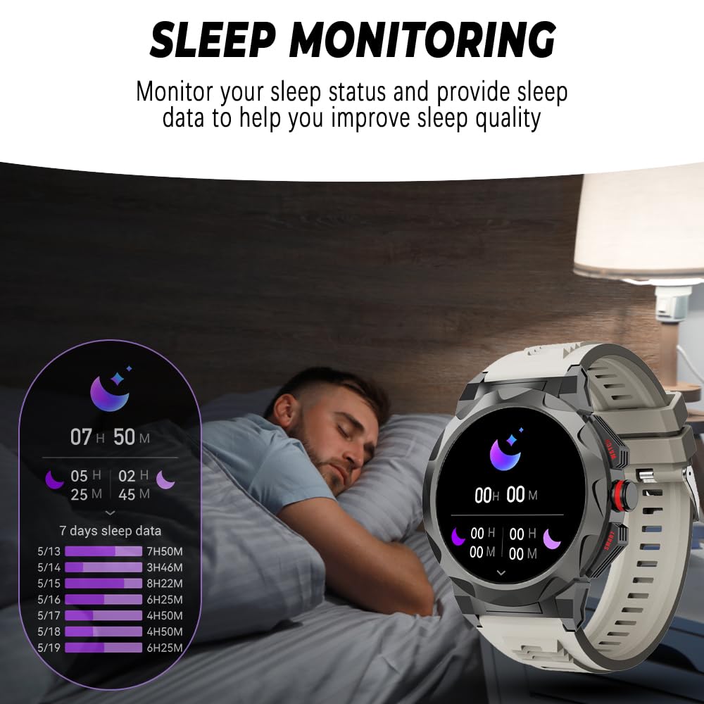 Filiekeu Business Smart Watch For Men,100 Sports Modes,5Atm Waterproof Fitness Smart Watch,1.46 ' 'Hd Screen,470Mah Large Batter