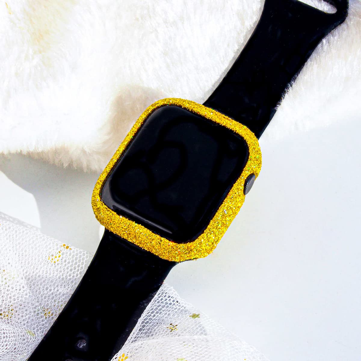 Hallomomo 2 Pack Bling Glitter Compatible With Apple Watch Case 41Mm, Series 8/7,Hand Made Real Bling Glitter Gift For Women Gir