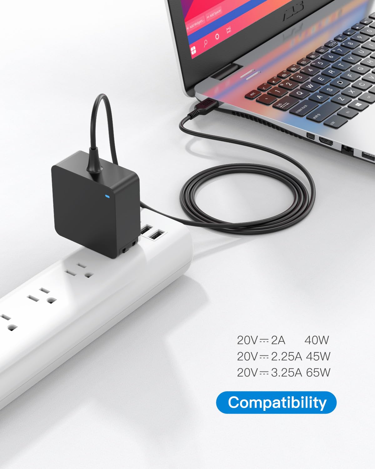 7.5Ft Foldable Plug Charger Fit For Lenovo Ideapad Yoga 3 Pro 1370 700 700 11Isk 900 Miix 700 12Isk Laptop With Indicator Lights