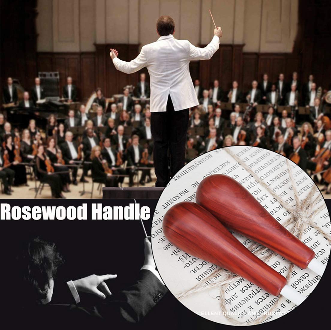 Music Band Conducting Baton Orchestra Baton Rosewood Handle Baton With Tube Case(Rosewood Handle)