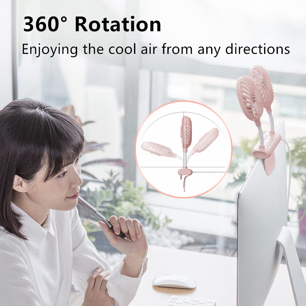Thrrly Monitor Fan, Screen Fan With 2 Fans, 3 Speeds Desktop Table Cooling Fan With Sturdy Adjustable Clamp, Strong Wind Quiet S