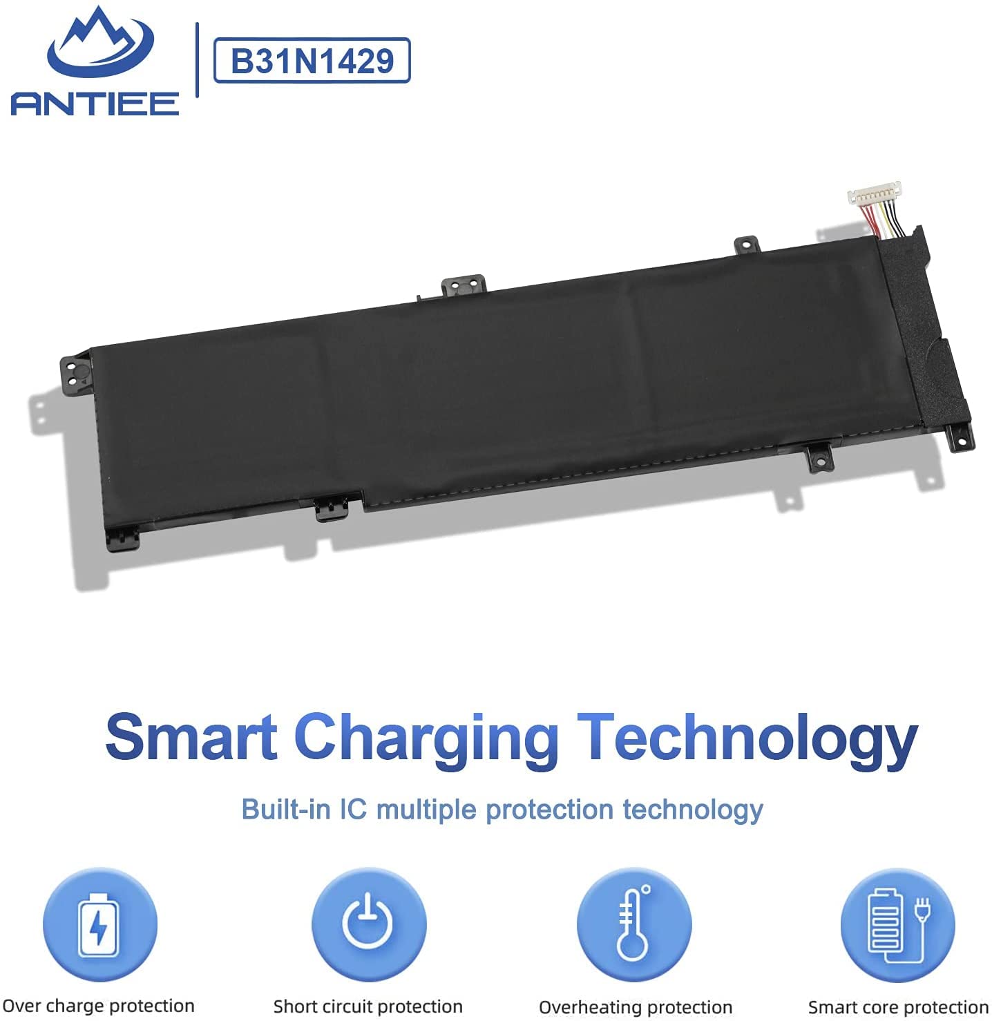 Antiee B31N1429 Battery For Asus K501L K501Lb K501Lx K501U K501Ub K501Uq K501Ux K501Uw A501L A501Lb A501Lx A501Ub A501Uq A501Uw
