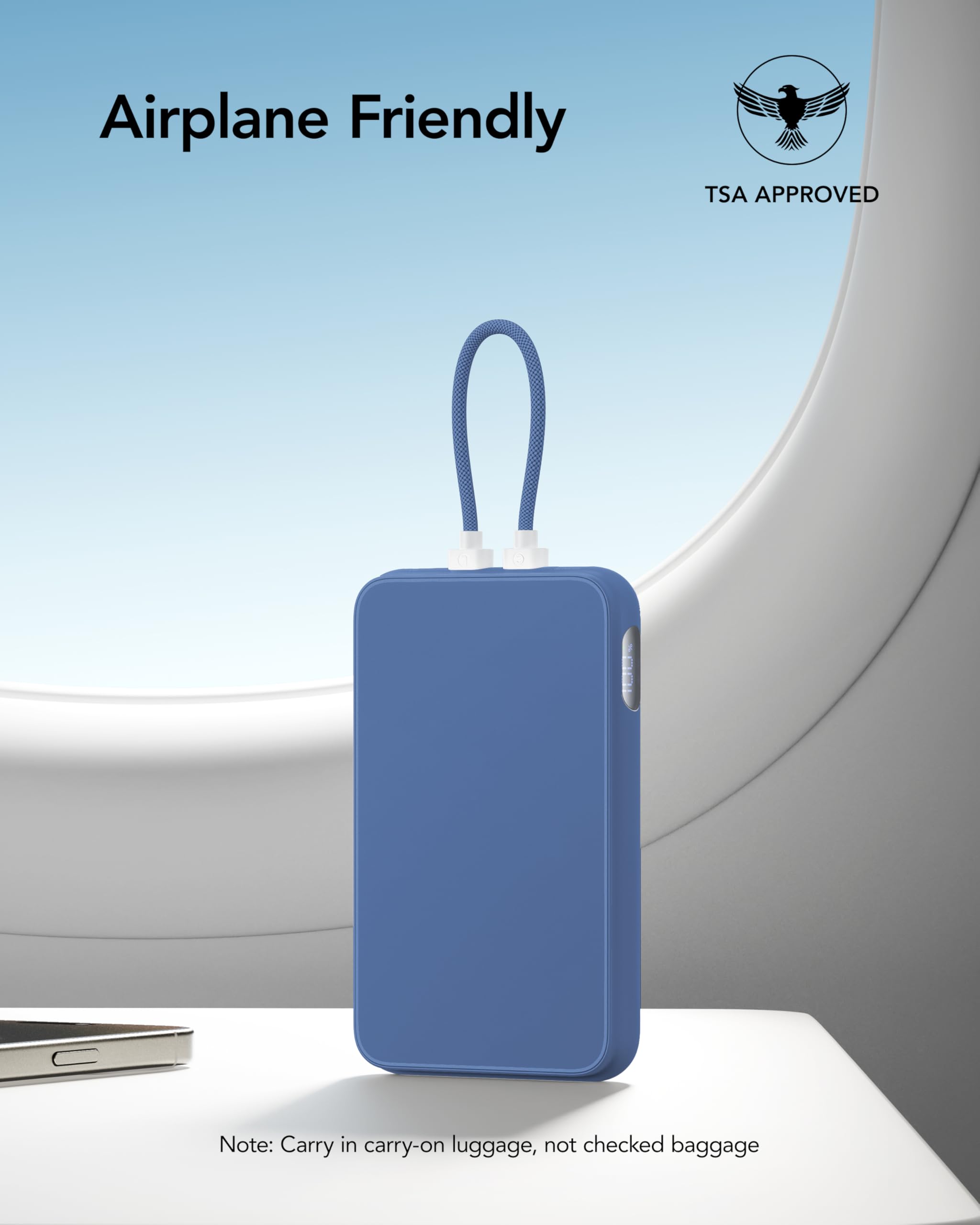 Charmast 10000Mah Wired Portable Charger, 20W Fast Charging Slim Power Bank With Removable Cable For Iphone & Android, Hand Free