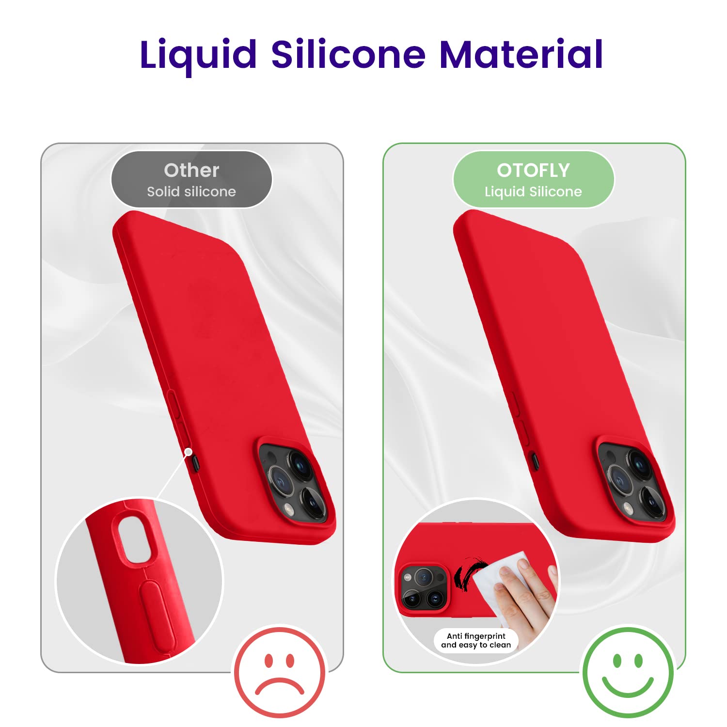 Otofly Designed For Iphone 14 Pro Max Case, Silicone Shockproof Slim Thin Phone Case For Iphone 14 Pro Max 6.7 Inch (Red)