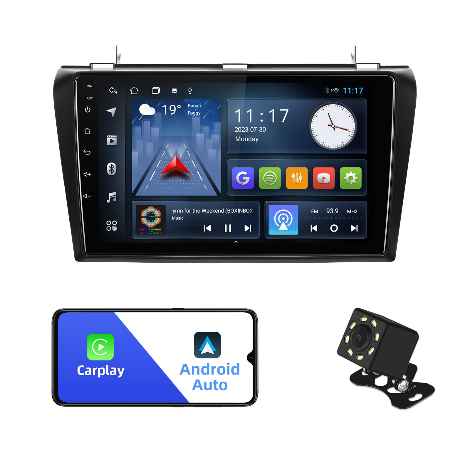 Android 10 Double Din Car Stereo For Mazda 3 2004 2009 With 9 Inch Touchscreen Radio Built In Wireless Carplay/Android Auto/Gps/
