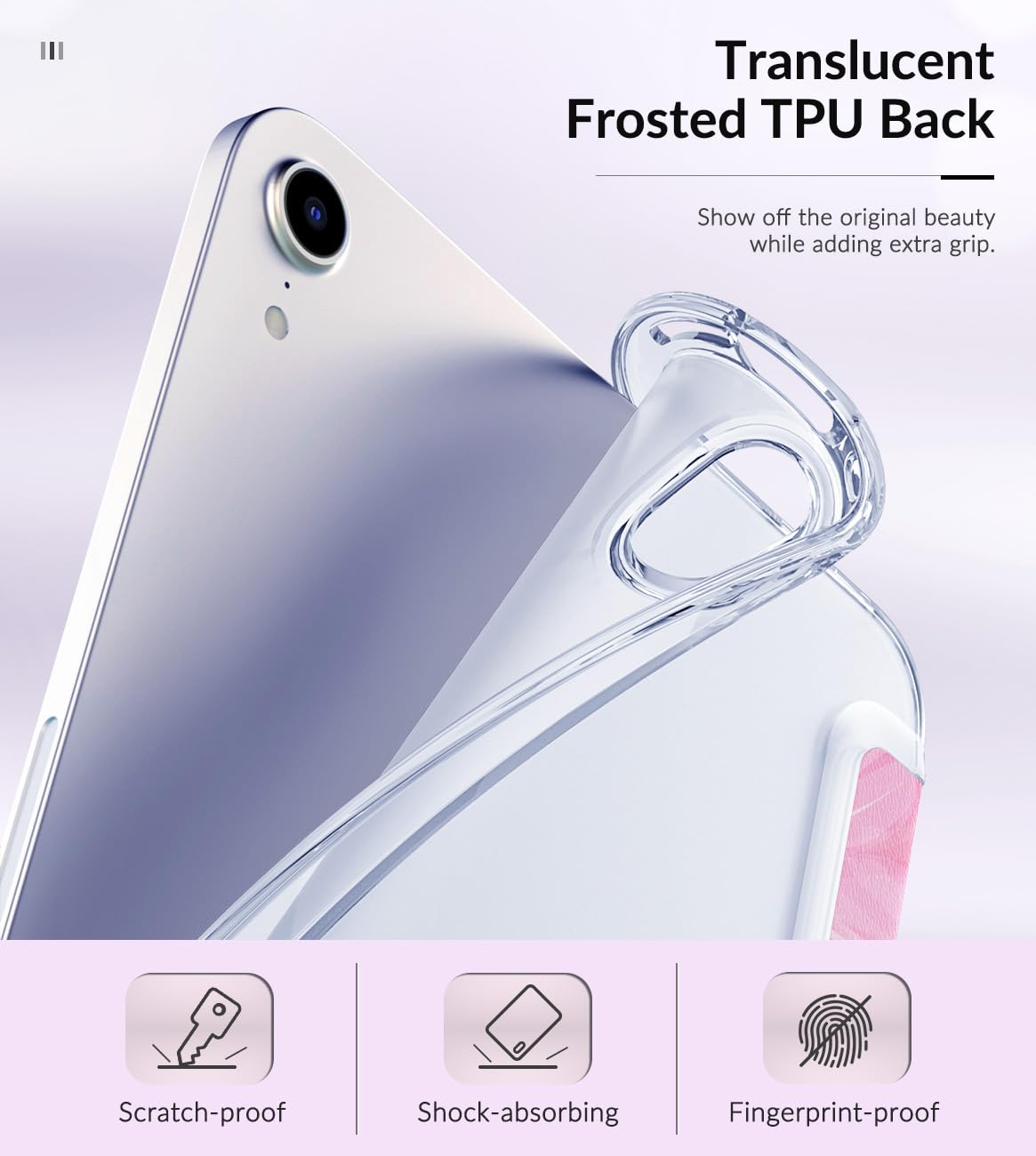 MoKo Case Fit New iPad Mini 7 (A17 Pro) 2024, iPad Mini 6th Generation Case 2021 (8.3 inch), iPad Mini 6 Case, Soft TPU Translucent Frosted Back Cover Case for iPad Mini 7th, Coreopsis