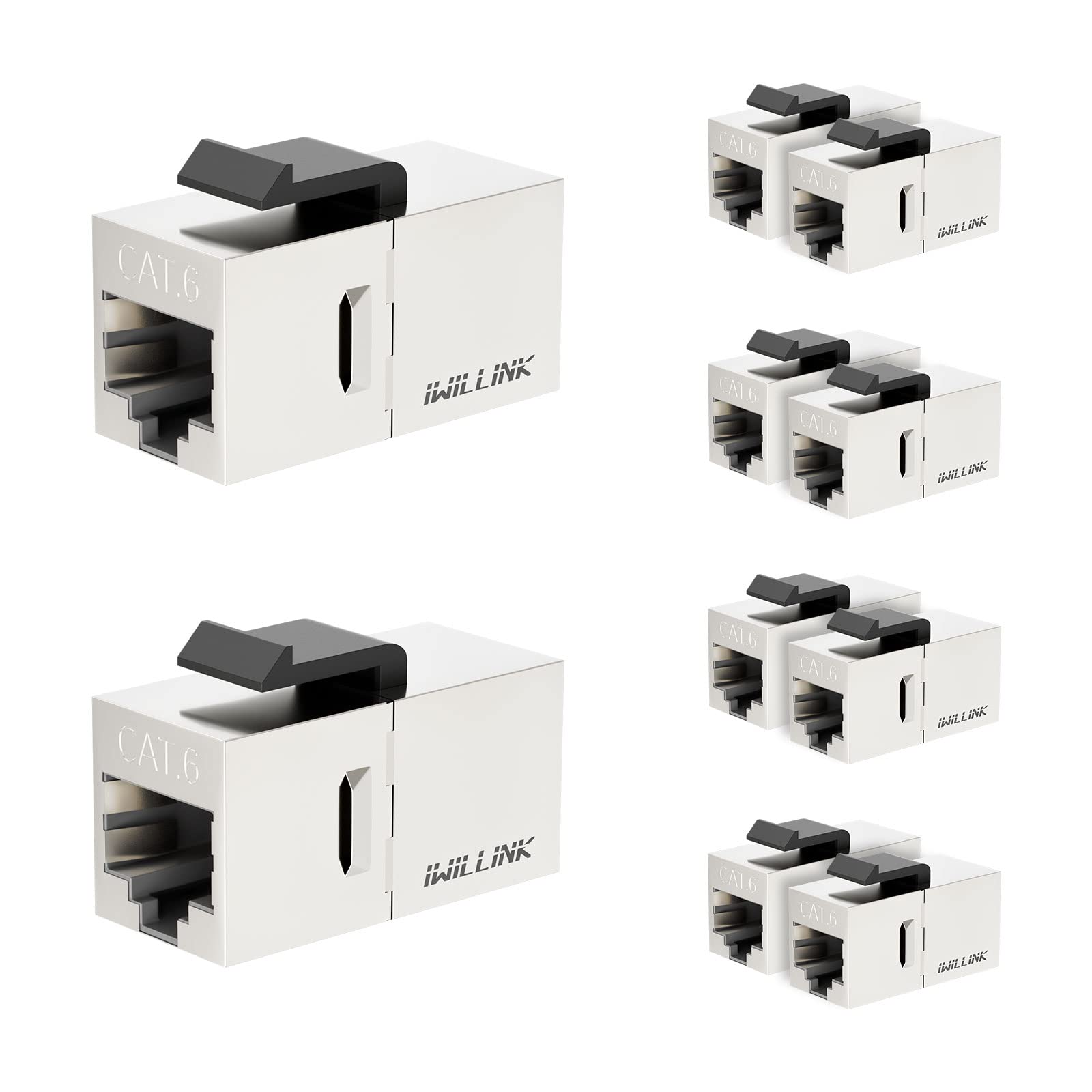 Iwillink Cat6 Coupler Rj45 Cat6 Shielded Coupler 10 Pack, Ethernet Coupler, Female To Female Cat6 Keystone Jack, Stp Keystone In