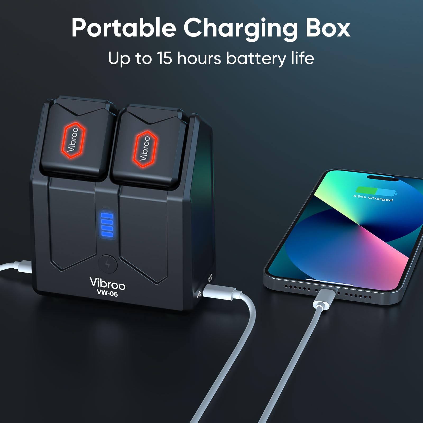 Vibroo 5.8Ghz Wireless Guitar System, Charging Case Included, Wireless Transmitter And Receiver With 4 Channels For Guitars Bass