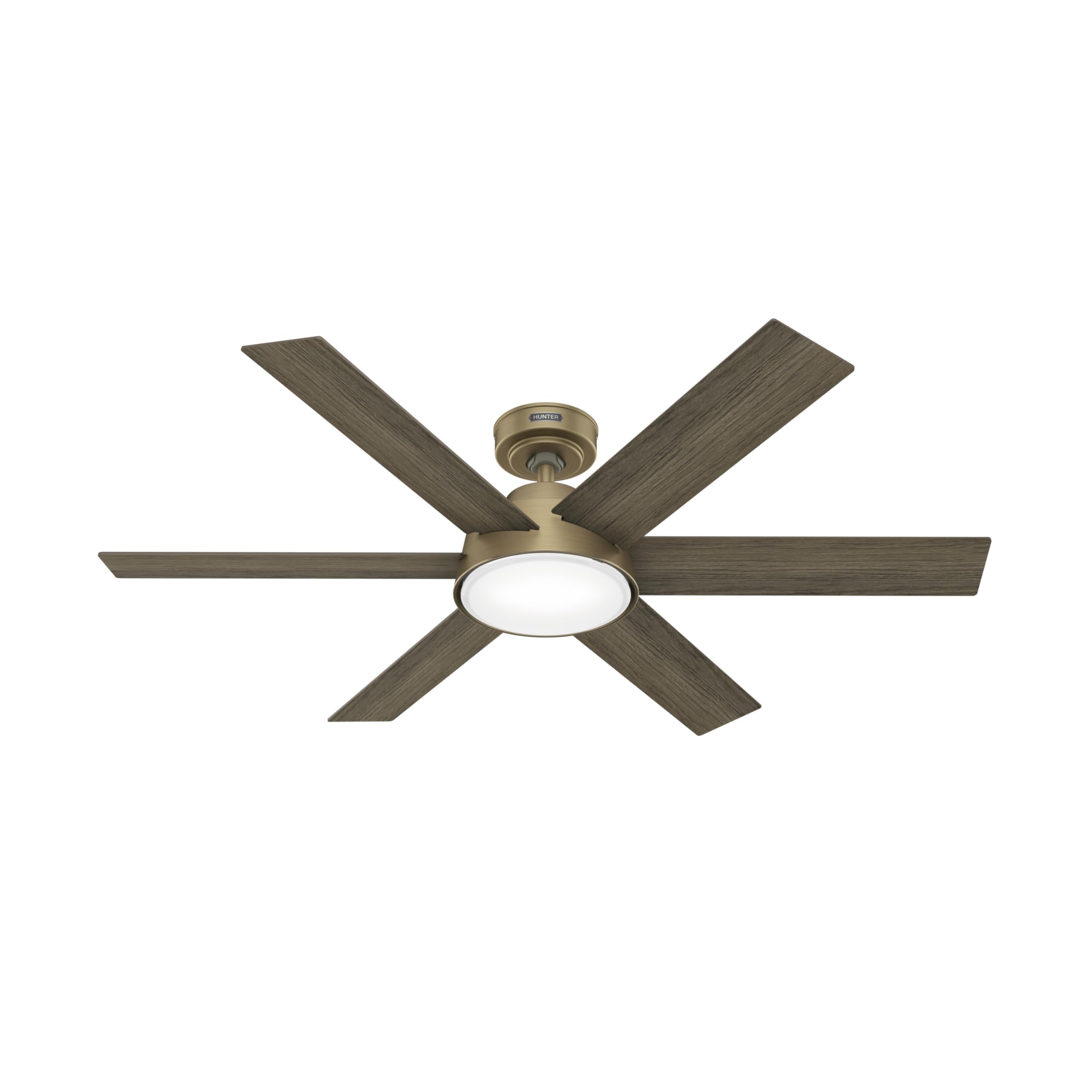 Hunter 52 inch Indoor Ceiling Fan with LED Light and Remote Control - Standard Mount Ceiling Fan, 6 Blades, For Bedroom, Living