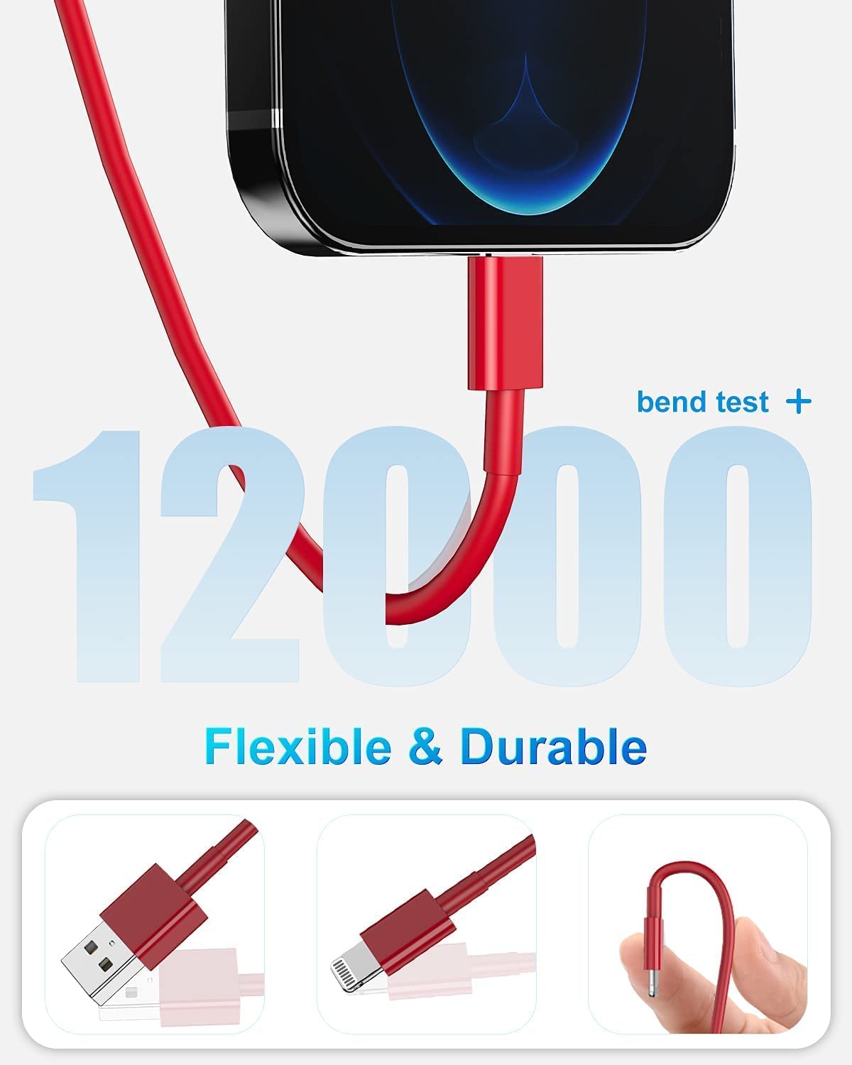 4 Pack [Apple Mfi Certified] Apple Charging Cables 1Ft, Iphone Chargers Lightning Cable 1 Foot, Fast Iphone Charging Cord For Iphone 14/14Pro/13/13Pro/12/11/11Pro/11Max/ X/Xs/Xr/Xs Max/8, Ipad(Red)