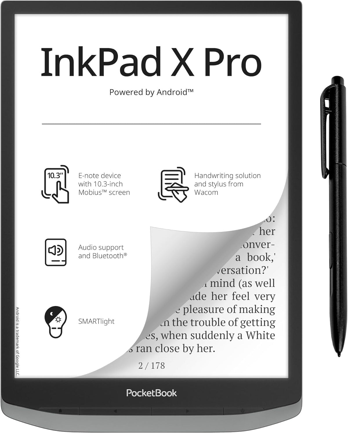 Pocketbook Inkpad X Pro E Reader & E Note | E Ink Notepad | Handwriting Feature & Pen | Glare Free 10.3'' Mobius Screen | Powere
