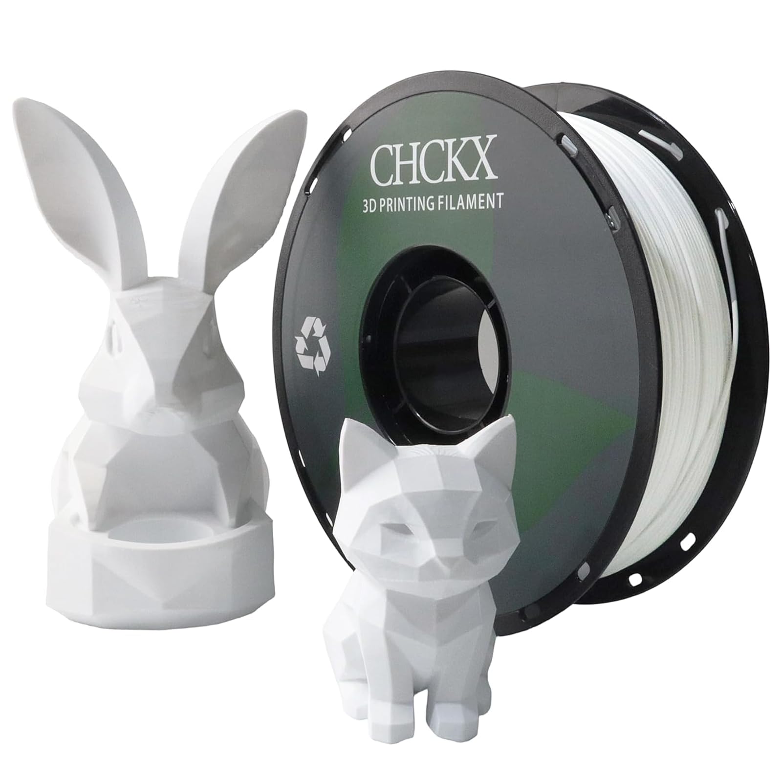 CHCKX PLA 3D Printer Filament, Dimensional Accuracy +/- 0.02 mm, 1 kg Spool(2.2lbs), 1.75 mm,White