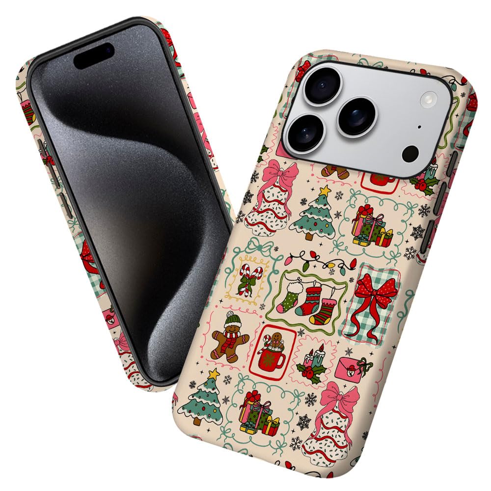 Case for iPhone 17 Pro,Christmas Tree Gingerbread Man Phone Case Military-Grade Drop Protection Cover for Women Girl - Frosted