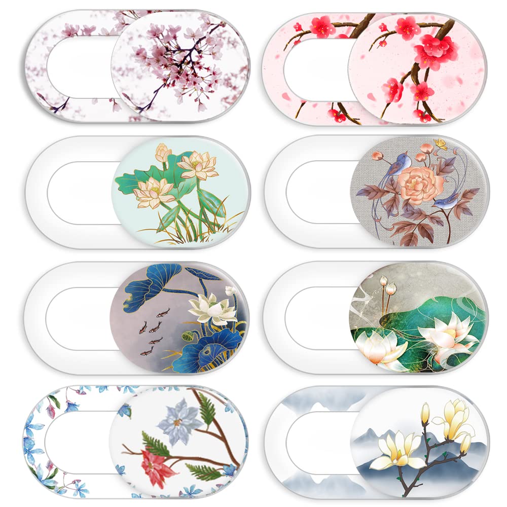 Laptop Camera Cover Slide Cute Flower 8 Pack, Webcam Cover Slide Phone Camera Cover, Ultra Thin Computer Camera Cover Slide Bloc