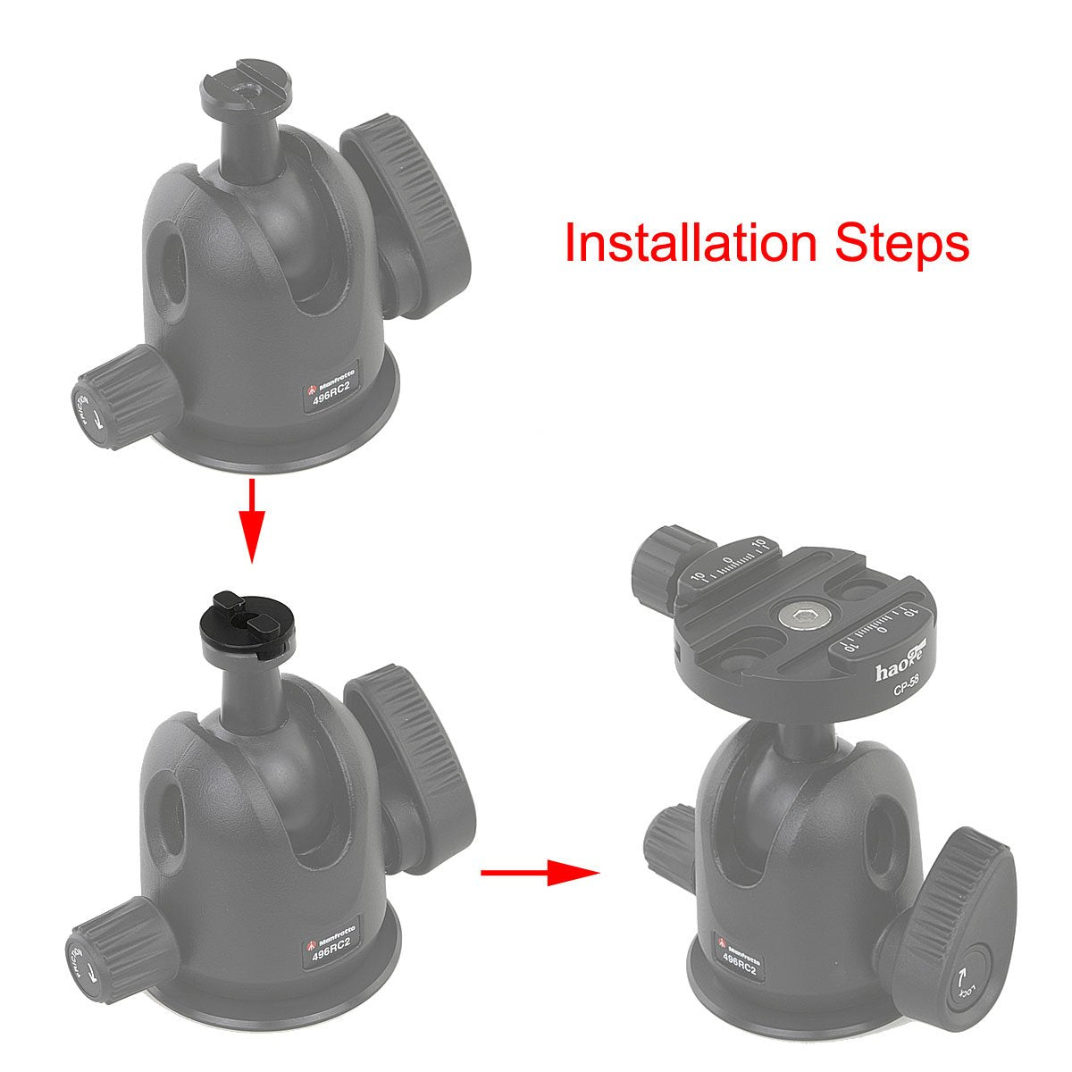 Haoge Female To Male Boss Adapter Convertor For Replace Manfrotto Bogen Tripod Ball Head To Arca Swiss Compatible Quick Release Clamp Replacement