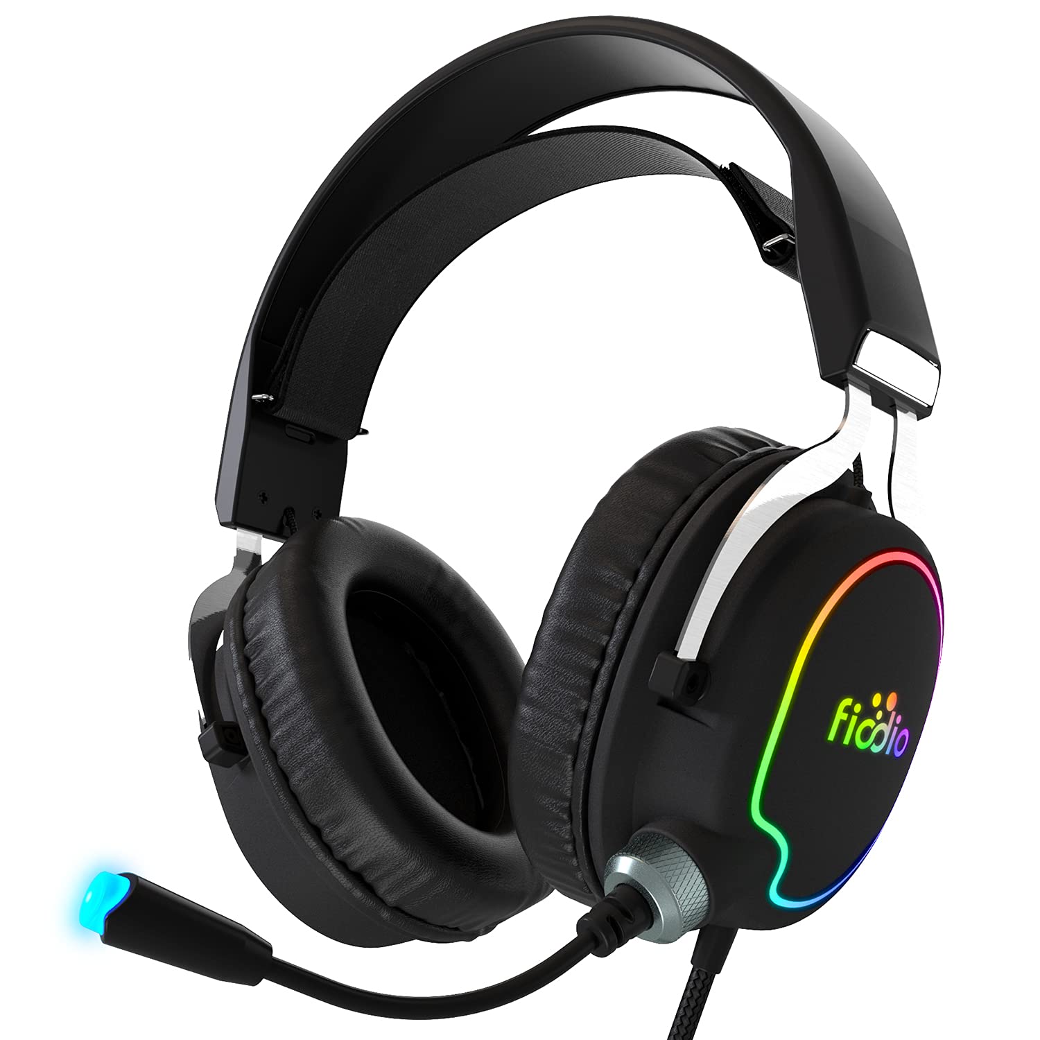 Fiodio Gaming Headset with Surround Sound Stereo for Xbox One PS4 PC Switch Tablet, Noise Cancelling Over Ear Headphones with Mi