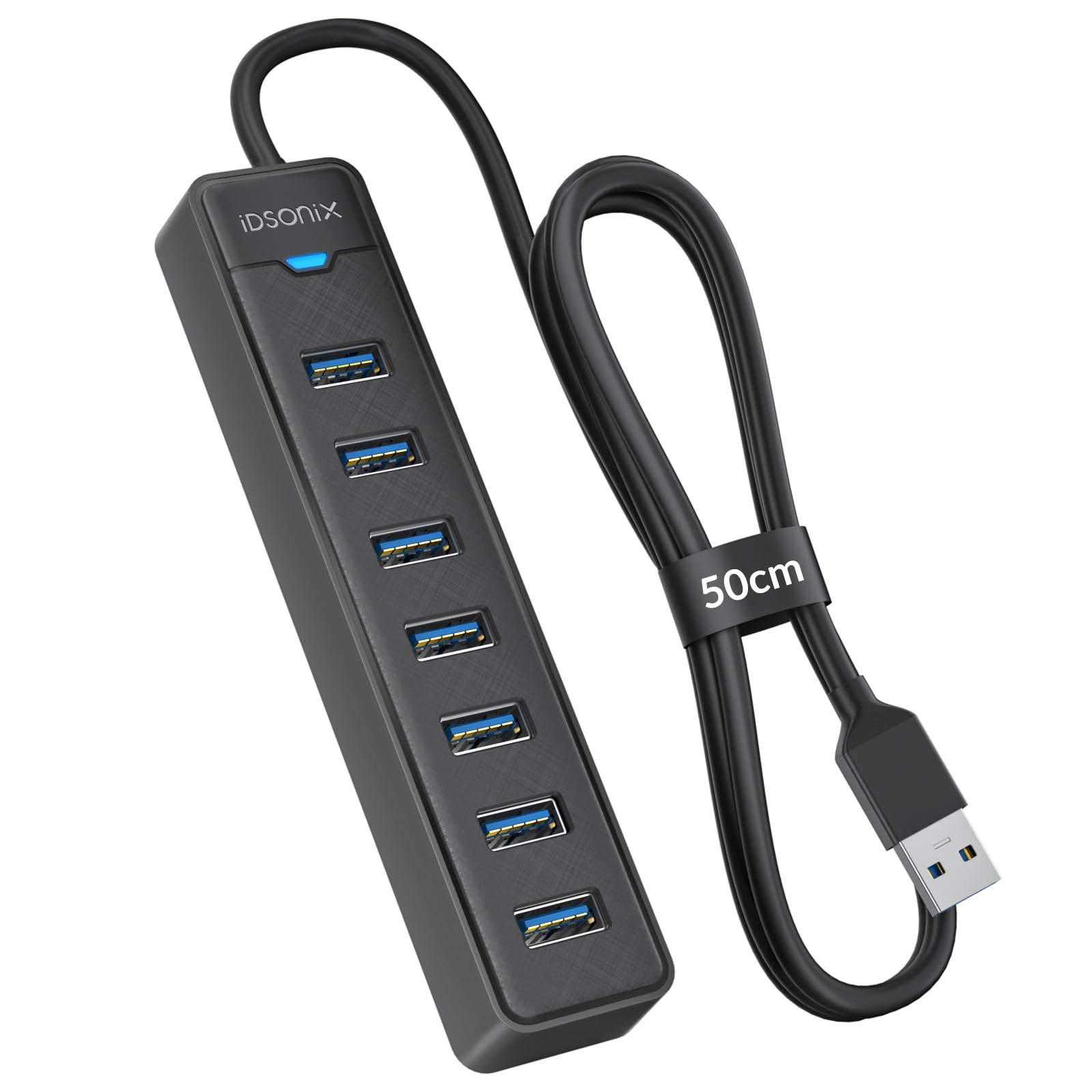 7 Ports Usb Hub 3.0   Idsonix Usb 3.0 Hub 5Gbps Splitter Multiport Adapter, Usb Hub Extender For Pc, Laptop, Flash Drive, Mobile Hdd, Windows/Xps, 1.64Ft(50Cm)