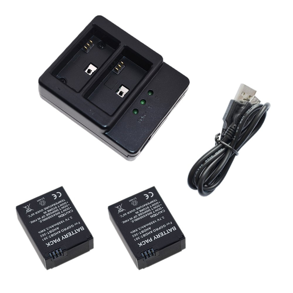 Suptig Battery (2 Pack) And Daul Charger For Gopro Hero3 Gopro Hero3+ And Gopro Ahdbt 301 Ahdbt 302
