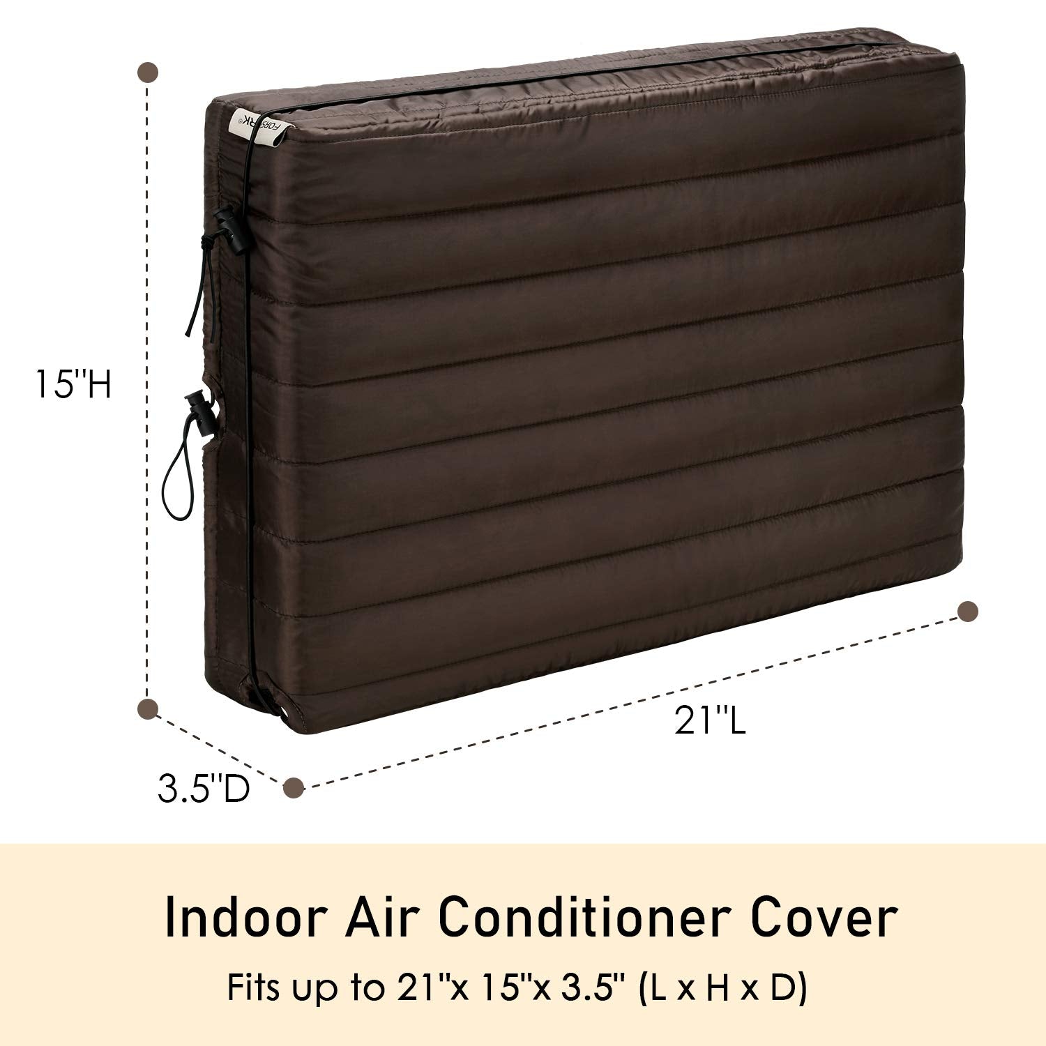Forspark Indoor Air Conditioner Cover, Ac Covers For Inside With Free Drawstring, 21 X 15 X 3.5 Inches (L X H X D)  Brown