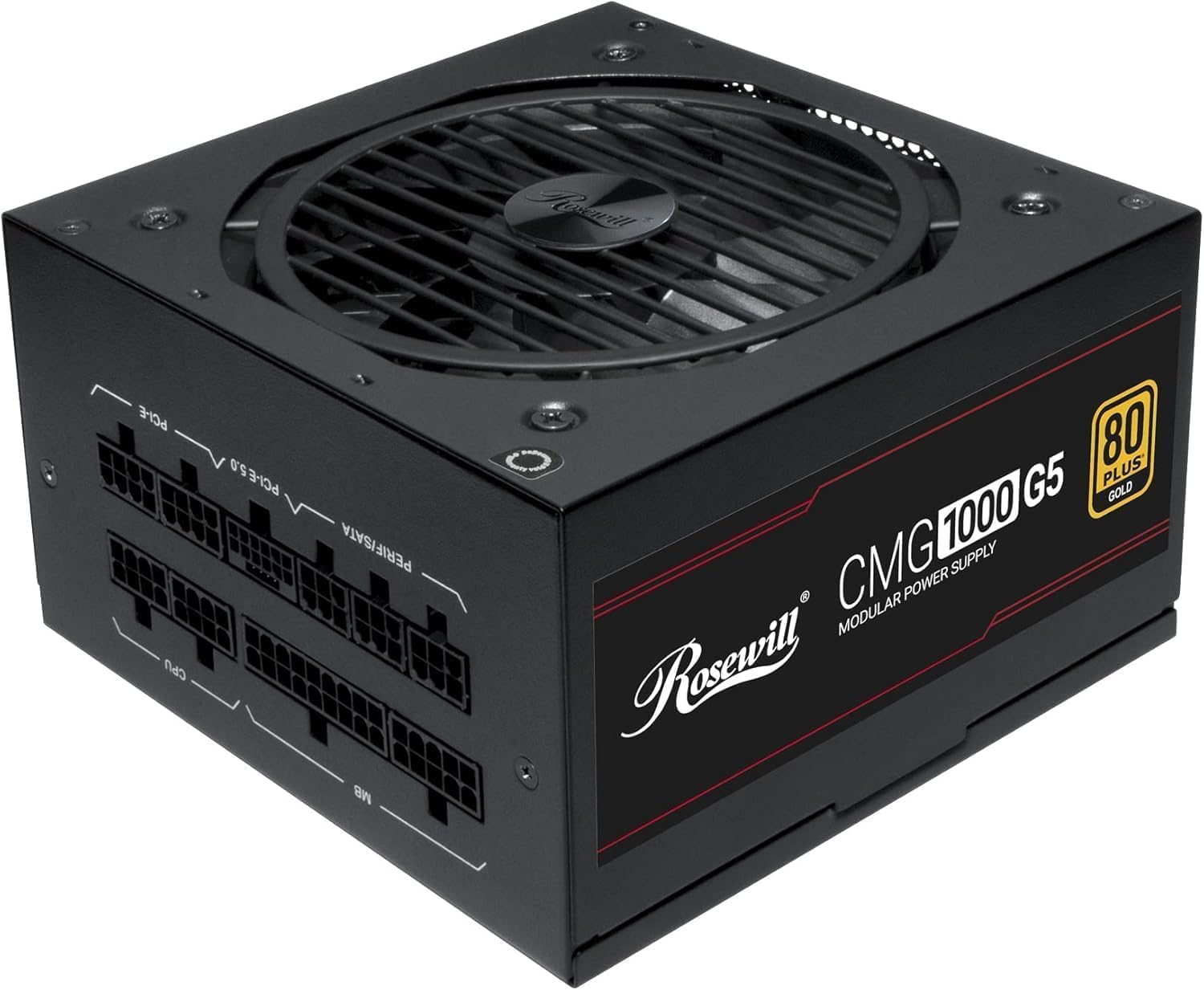 Rosewill CMG5 1000W, ATX 3.0 & 3.1 Compatible, 80+ Gold Full Modular Power Supply, PCIe 5.0 600W 12V-2x6 Connector, 100% Japanes