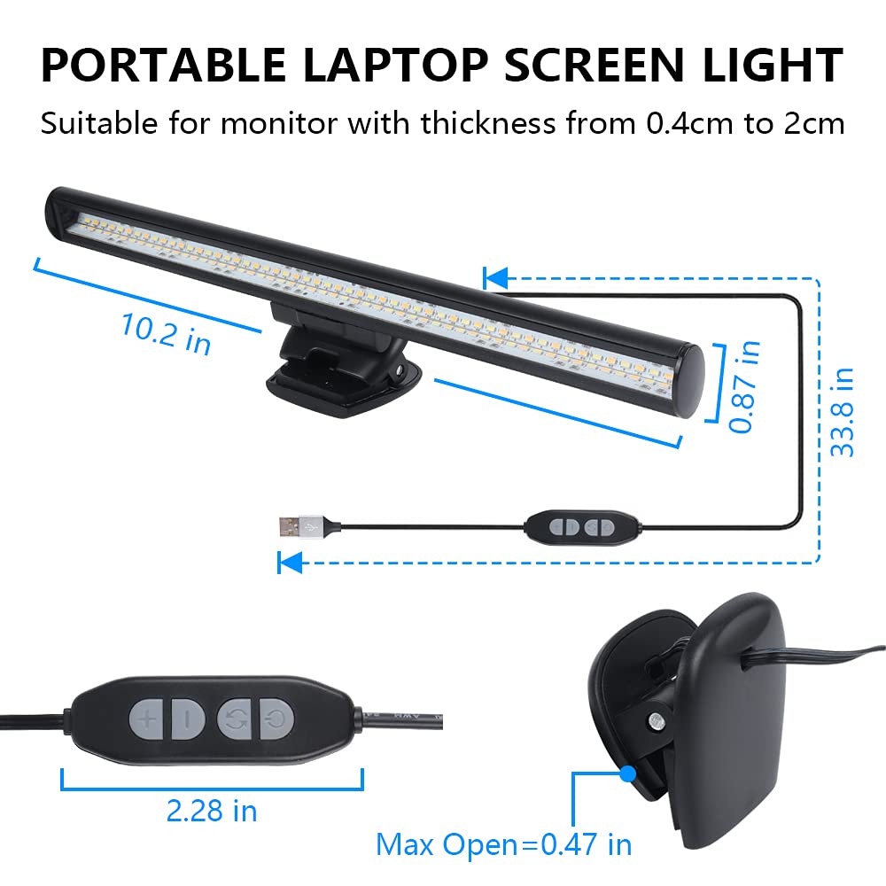 Vigind Computer Monitor Light,Screen Light Bar Usb Powered Monitor Clamp Lamp,Eye Protect Clip On Monitor Lamps,Adjustable Brigh