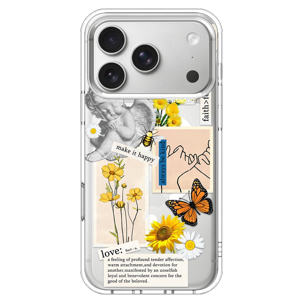 MOSNOVO for iPhone 17 Pro Case | Compatible with Magsafe | Military Grade 6.6ft Drop Tested | Camera Control | Clear with Vintag