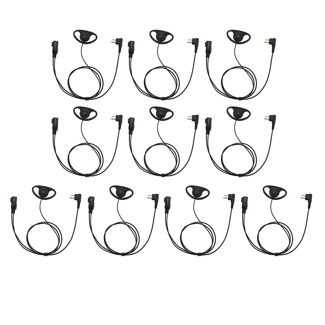 Goodqbuy D Shape Clip Ear Headset Earpiece Ptt With Mic Is Compatible With Motorola Two Way Radio Cls1410 Rmm2050 Gp300 Cp200 Pr400 Cls1110 (10 Pcs)