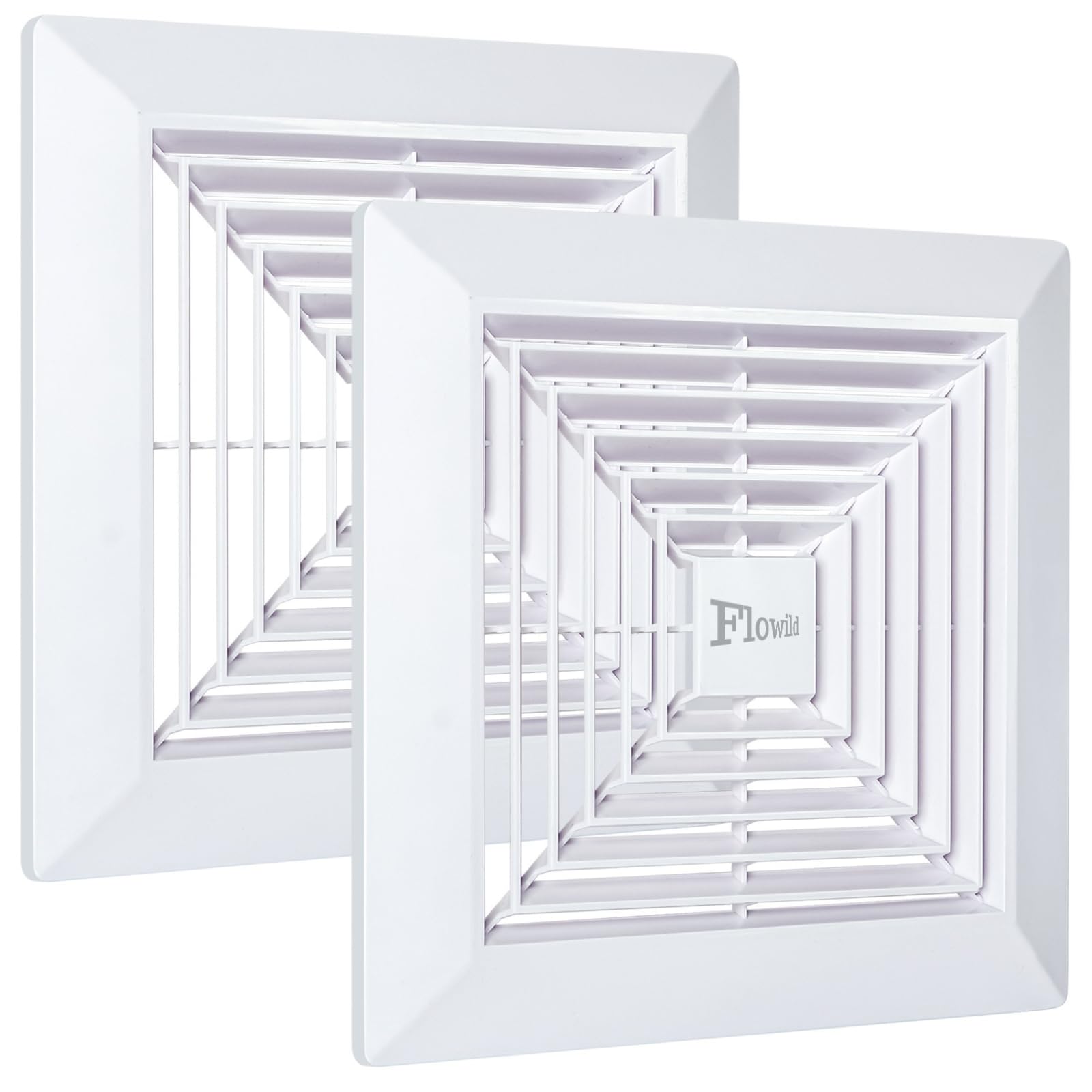 Flowild 2 Pack 9X9 Bathroom Exhaust Fan Cover With Springs Replacement Parts For Square Ceiling Or Wall Mount Exhaust Fan, Bathr