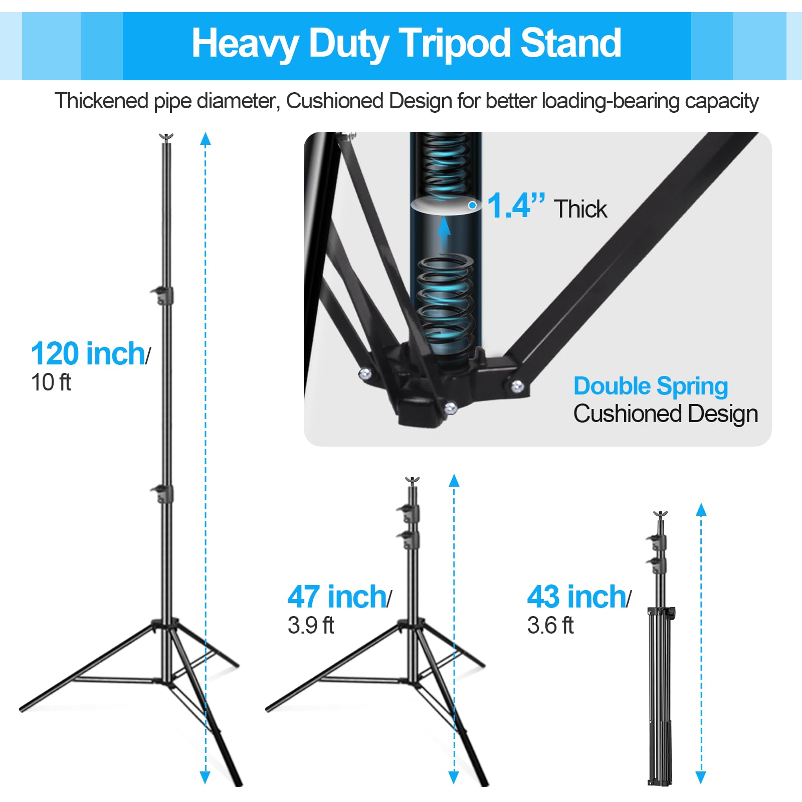 Emart Photo Video Studio Backdrop Stand, 10(H) X 12(W) Ft Heavy Duty Adjustable Photography Muslin Background Support System Kit