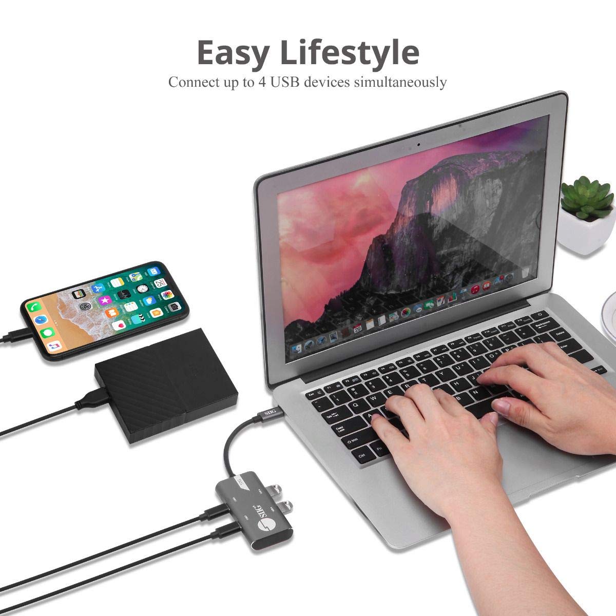 Siig 4 Port Usb 31 Gen 2 Hub Multi Usb Port   2X Usb C & 2X Usb A Ports At High Speed Data Transfer Rate 10G, Plug N Play For Ma