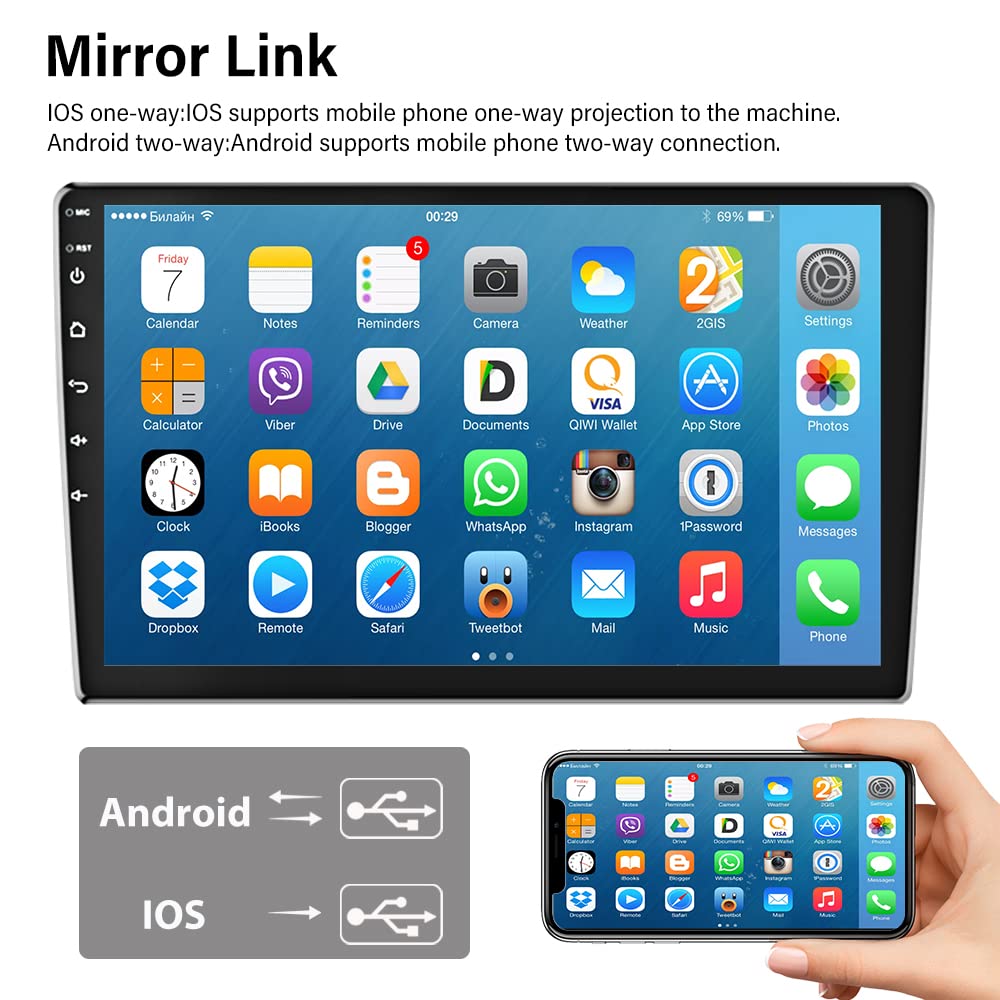 1G+32G Android Radio 10.1 Inch Double Din Car Stereo With Gps Navigation Touch Screen Car Radios With Backup Camera, Support Wif