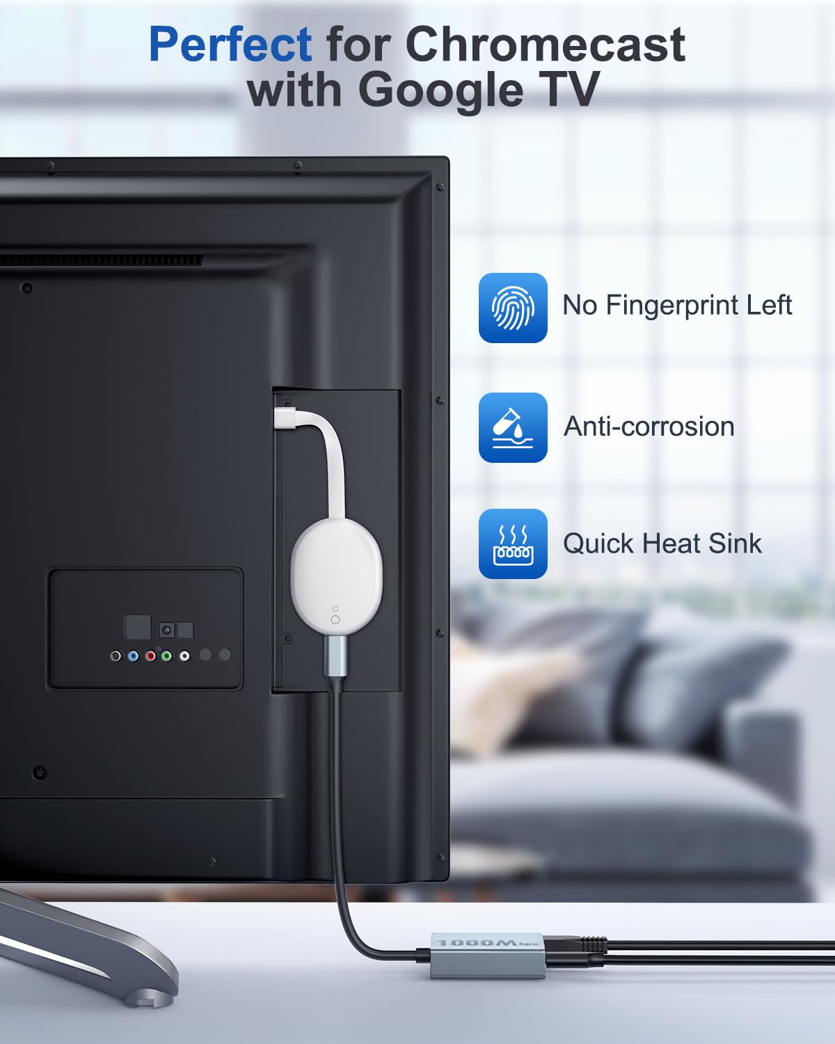 Zexmte 1000Mbps Ethernet Adapter For Chromecast With Google Tv, Usb C To Rj45 Gigabit Ethernet Adapter Compatible With Chromecas