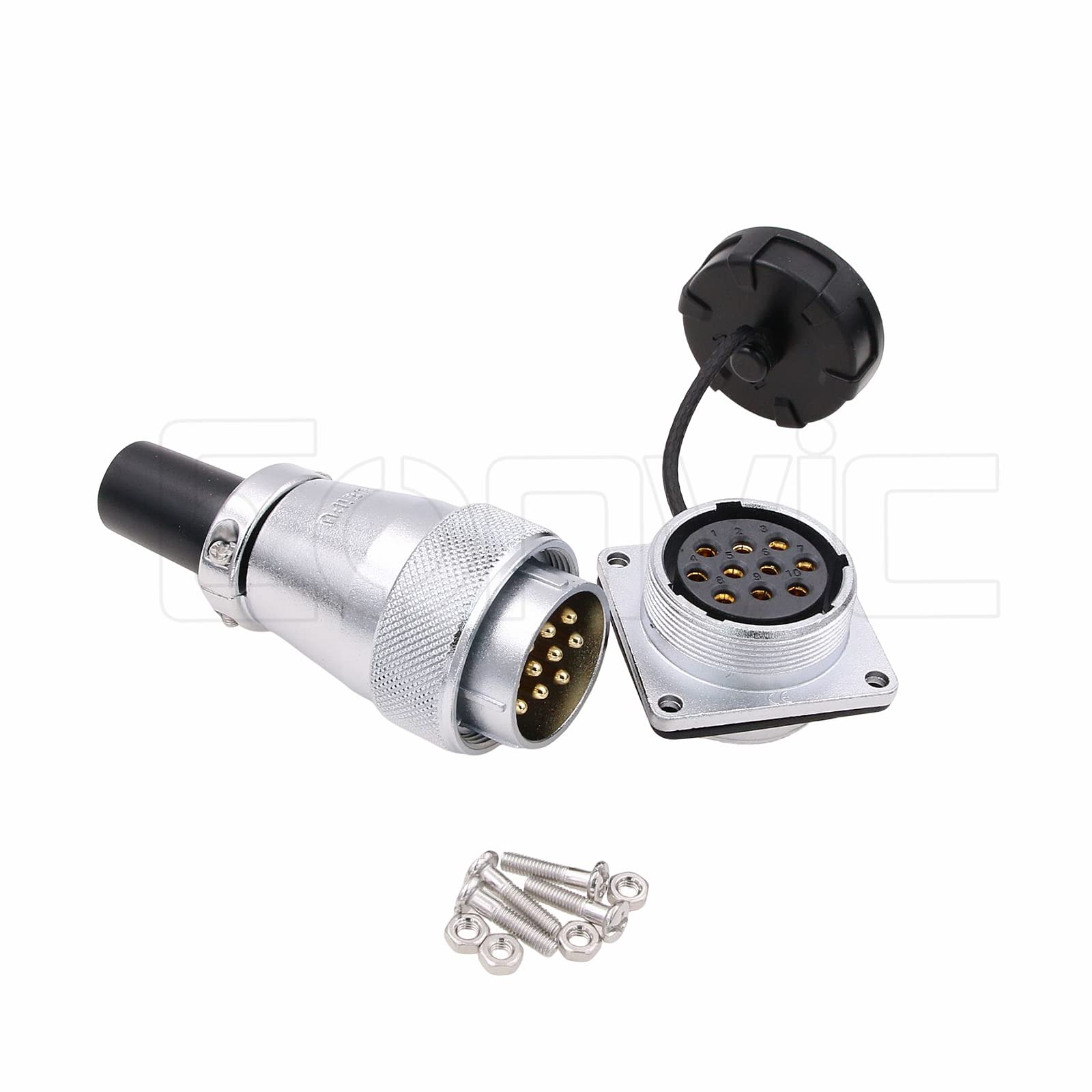 Eonvic Weipu Ws28 Connector Waterproof Ip67 Metal Male Plug Female Square Socket Panel Mount Aviation Cable Connector (10Pin)