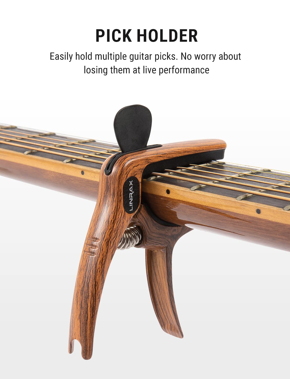 Linrax C1 Guitar Capo, 3 In 1 Zinc Alloy Capo With Pick Holder And Bridge Pin Puller, Capos For Acoustic Guitar Electric Guitar