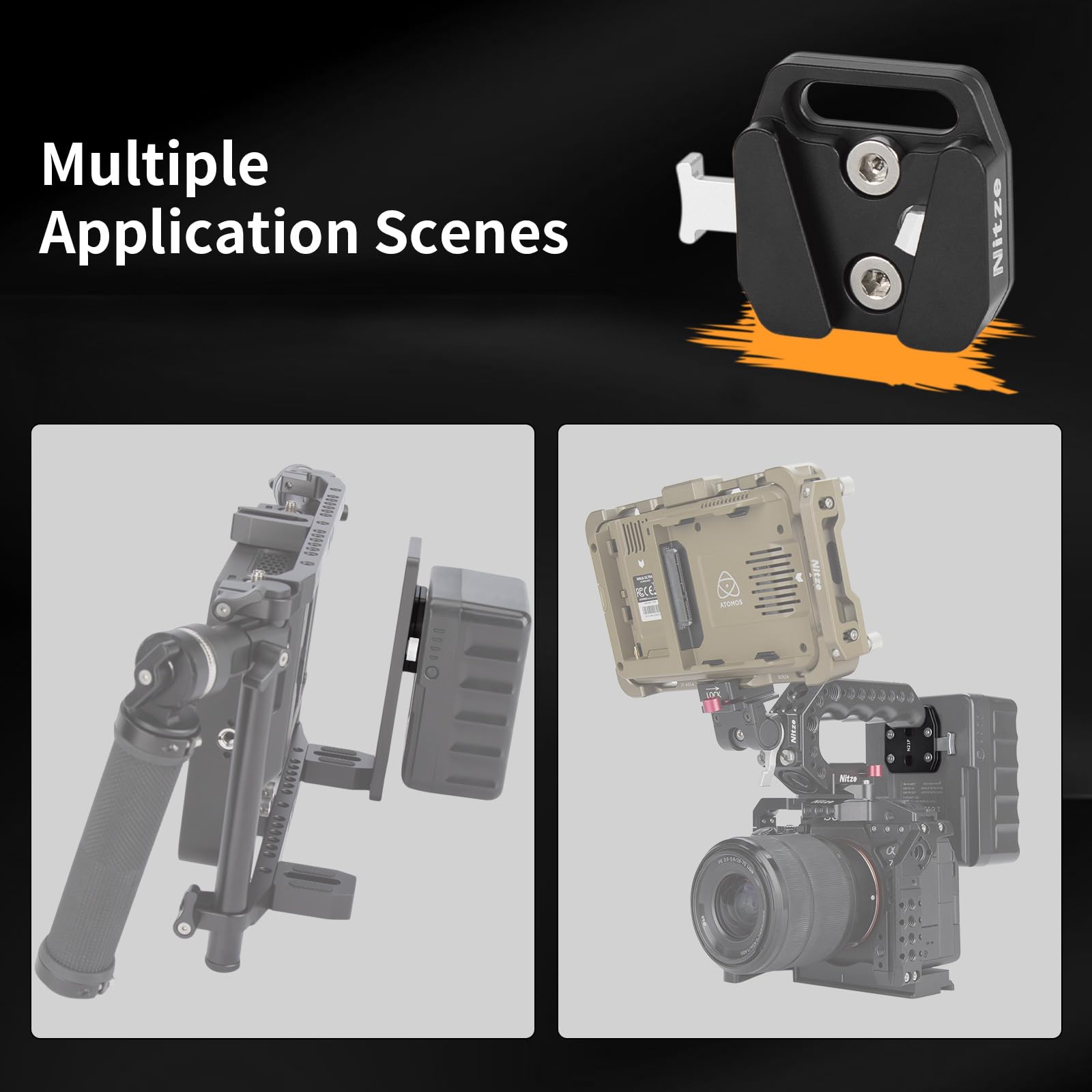 Nitze Mini V Mount Battery Plate, V Mount Adapter, Aluminum Alloy V Mounty Plate With 1/4' Screws   N21F