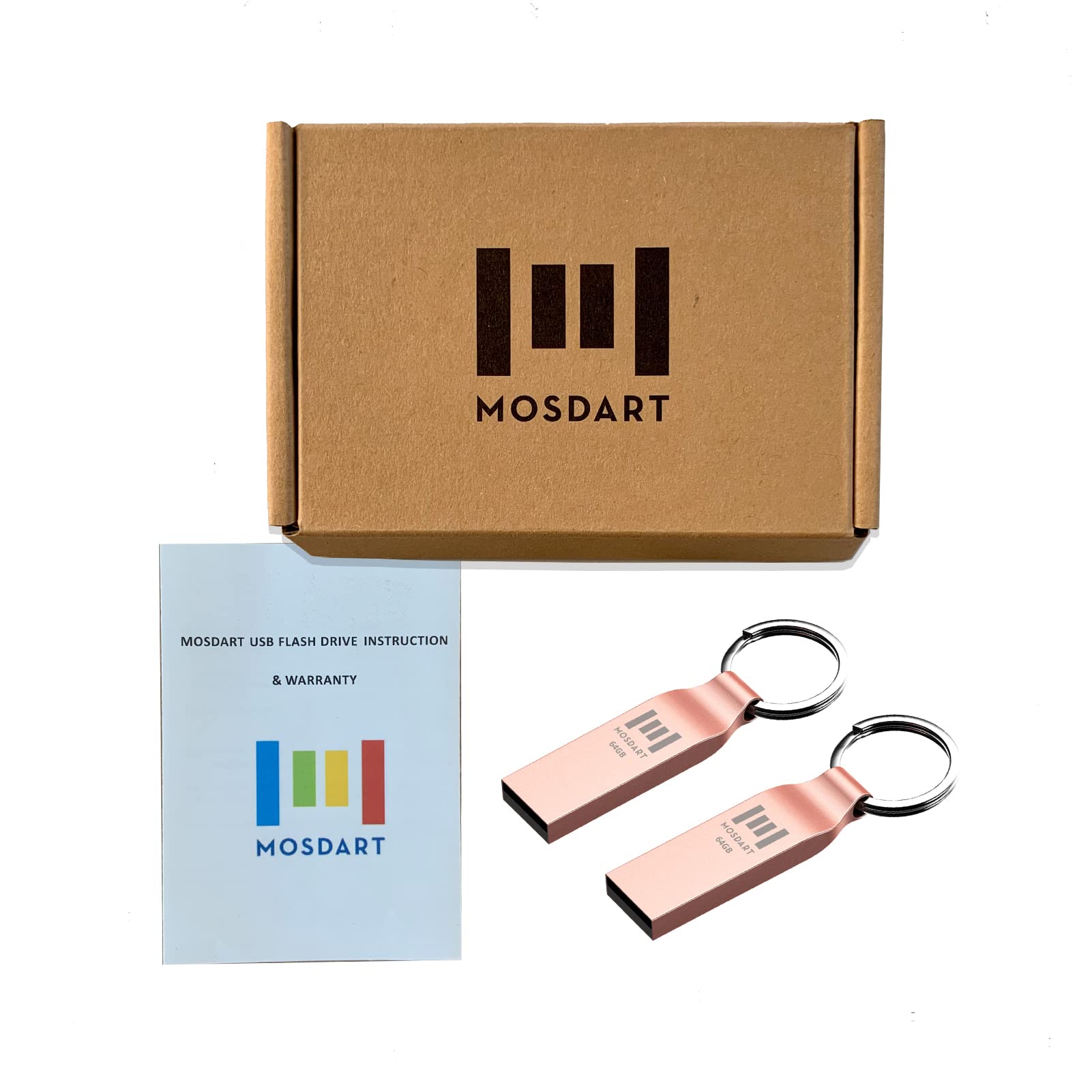 Mosdart 64Gb Metal Usb 2.0 Flash Drive 2 Pack Exfat Thumb Drive With Keychain 64 Gb Waterproof Jump Drive 64G Memory Stick For D
