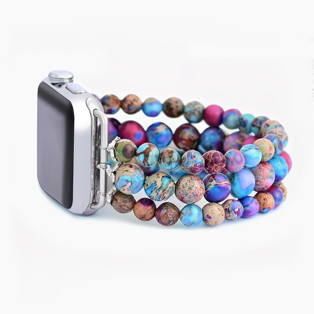 Cape Diablo Smart Watch Band For Women - Handmade Gemstone Strap - Compatible With 38Mm-45Mm Apple Faces (Wisteria Wonder, Small