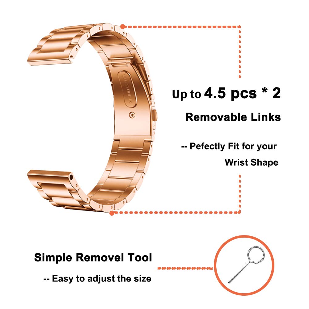 Yeejok Vivoactive 4S Band Metal, Venu 3S/2S Bands, Compatible For Fossil Watch Bands 18Mm, Enameled Stainless Steel Band Compati