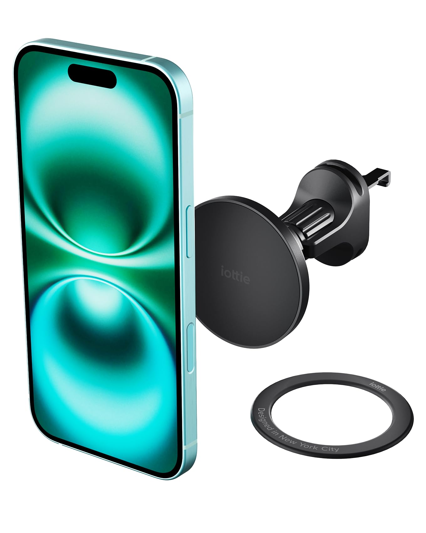 Iottie Itap 3 Magnetic Air Vent Car Mount Phone Holder With Magnetic Ring Adapter. Compatible With Magsafe, Iphone, And Android 