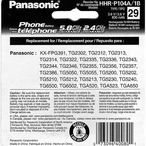 Panasonic Cordless Telephone Battery (Hhr P104A)