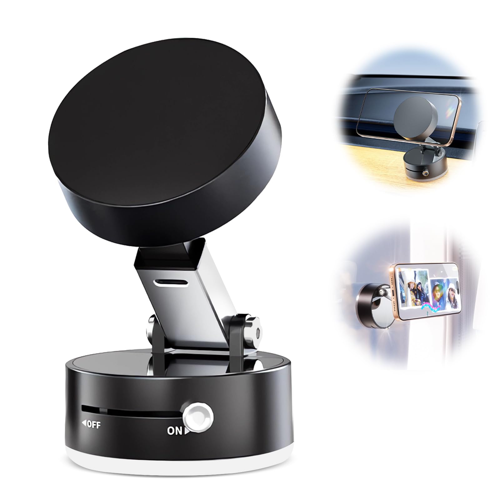 Vacuum Magnetic Suction Phone Mount, Hands-Free Shower Phone Holder, Stand Magnetic Cell Phone Holder For Car/Gym/Mirror/Smooth 