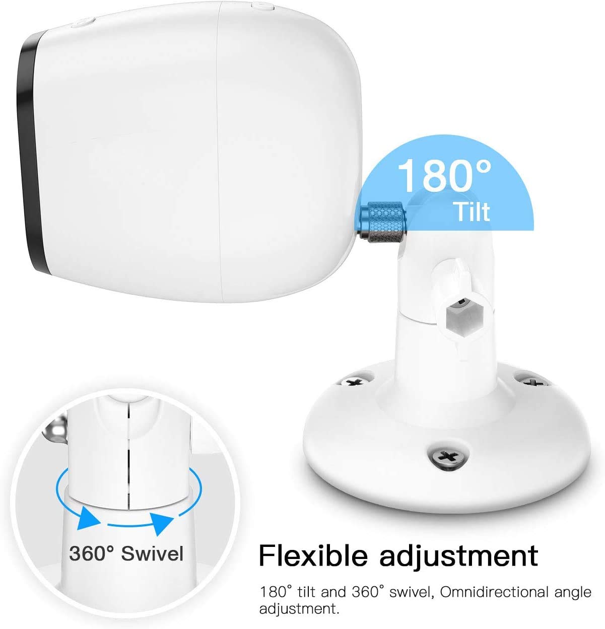 Koroao ?Latest Version? Indoor/Outdoor Security Wall Mount For All Arlo Camera, Wyze Cam Pan/V3, Arlo Ultra, Arlo Essential, Eufycam 2   More Stable And Flexible Arlo Accessories(2Pack, White)