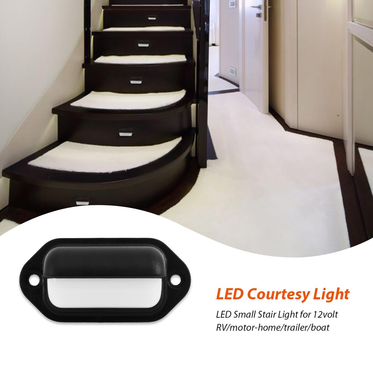 Dream Lighting 12V Black Oval Waterproof Led Courtesy Lighting, Step/Stair/Deck Lights For Rv, Marine, Boat, Surface Mount 0.1 W